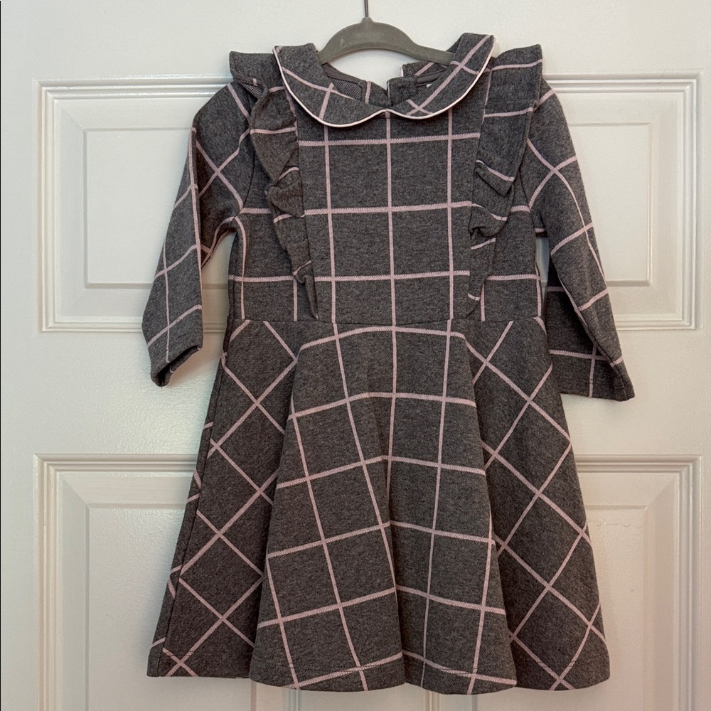 Janie and Jack Gray and Pink Plaid Dress
